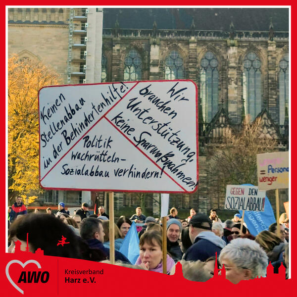 Protesttag am 24.10.2024 auf dem Domplatz in Magdeburg.